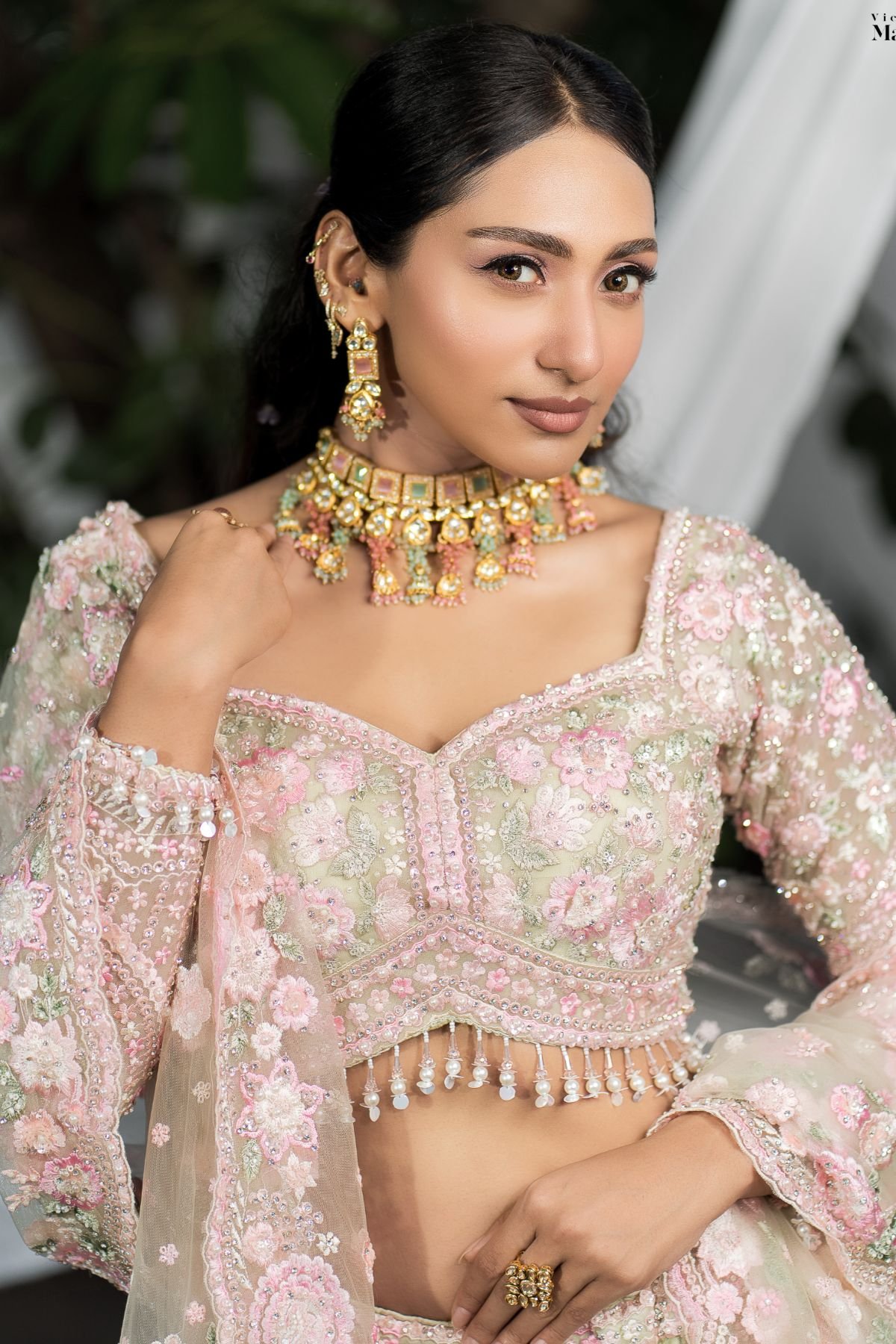 1001427889-1-1.jpg Multi Colour Kundan Necklace Set - Image 1