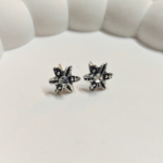 Antique Floral Stud Earrings with Crystal