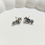Antique Vine Flower Stud Earrings – Vintage Silver Crystal Design