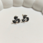 Antique Flower Stud Earrings with Crystal Center