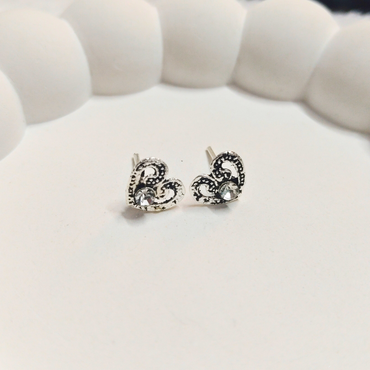 Antique-heart-2.png Antique Heart Stud Earrings with Crystal Accent - Image 1