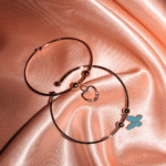 Elegant Twin Charm Bangle Bracelet Set – Wear Together or Separate (Blue)