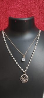 Elegant Double-Layered Pearl & Butterfly Pendant Necklace