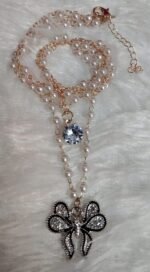 Elegant Double-Layered Pearl & flower Pendant Necklace - Image 2
