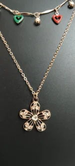 Exquisite Layered Floral Charm Necklace - Image 2