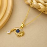 Evil Eye Stainless Steel Pendant Necklace with Blue Stone