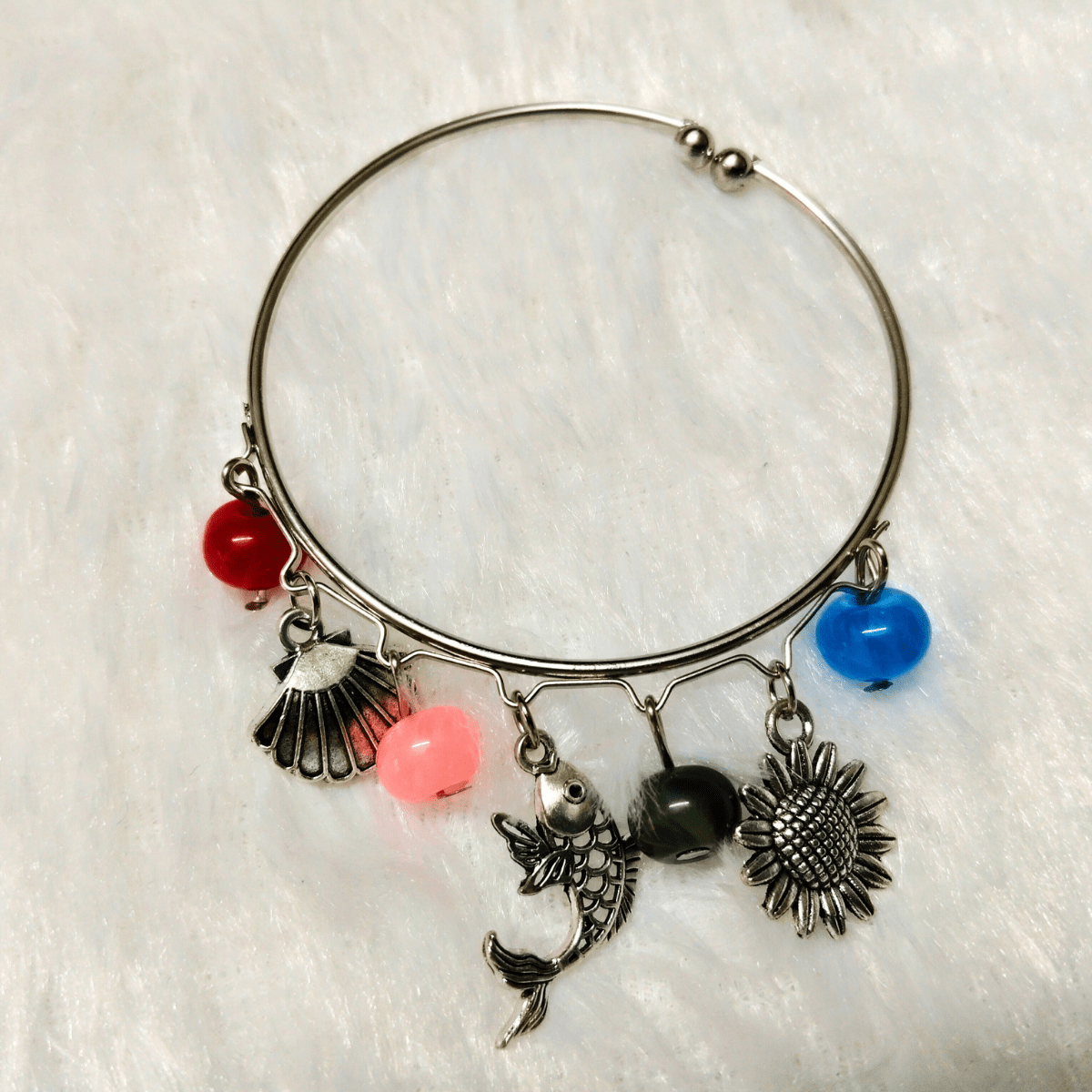 Fishn-flower.png Boho Charm Bangle Bracelet – Ocean & Nature Inspired - Image 1