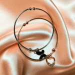 Elegant Twin Charm Bangle Bracelet Set – Wear Together or Separate (Green)