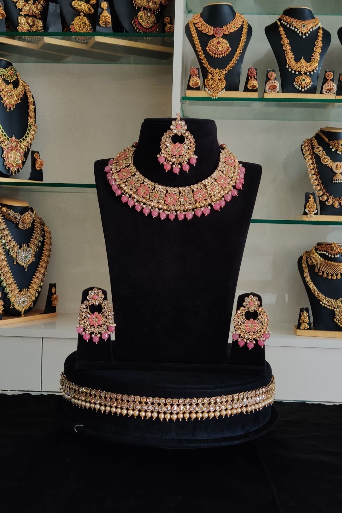 IMG_20241125_122740-1.jpg Pink Stone Kundan Necklace Set - Image 1