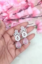 Pink Stone Diamond Stone Long Necklace - Image 3