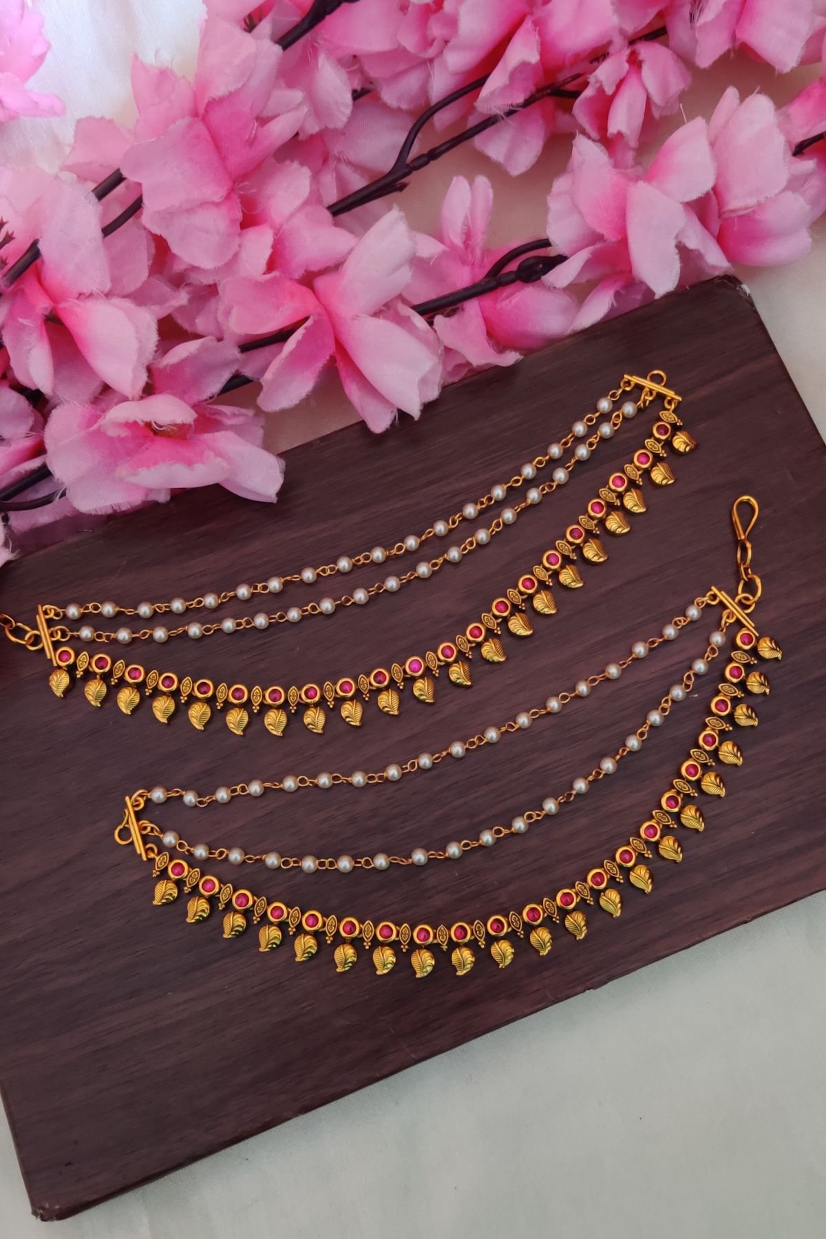 IMG_20250130_162406-1.jpg Antique Full Pink Designer Ear Chain - Image 1