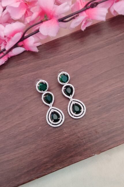 Dark Green Stone Earrings