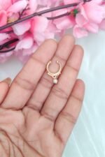 Gold Finish Pearl Hanging Nosepin - Image 2