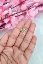 Green Stone Pearl Hanging Nosepin - Image 2