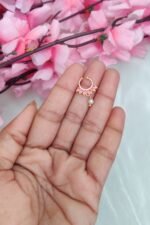 Pink Stone Pearl Hanging Nosepin - Image 2