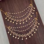 Heart Designer White Beads Ear Chain