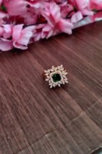 AD Square Shape Green Stone Finger Ring