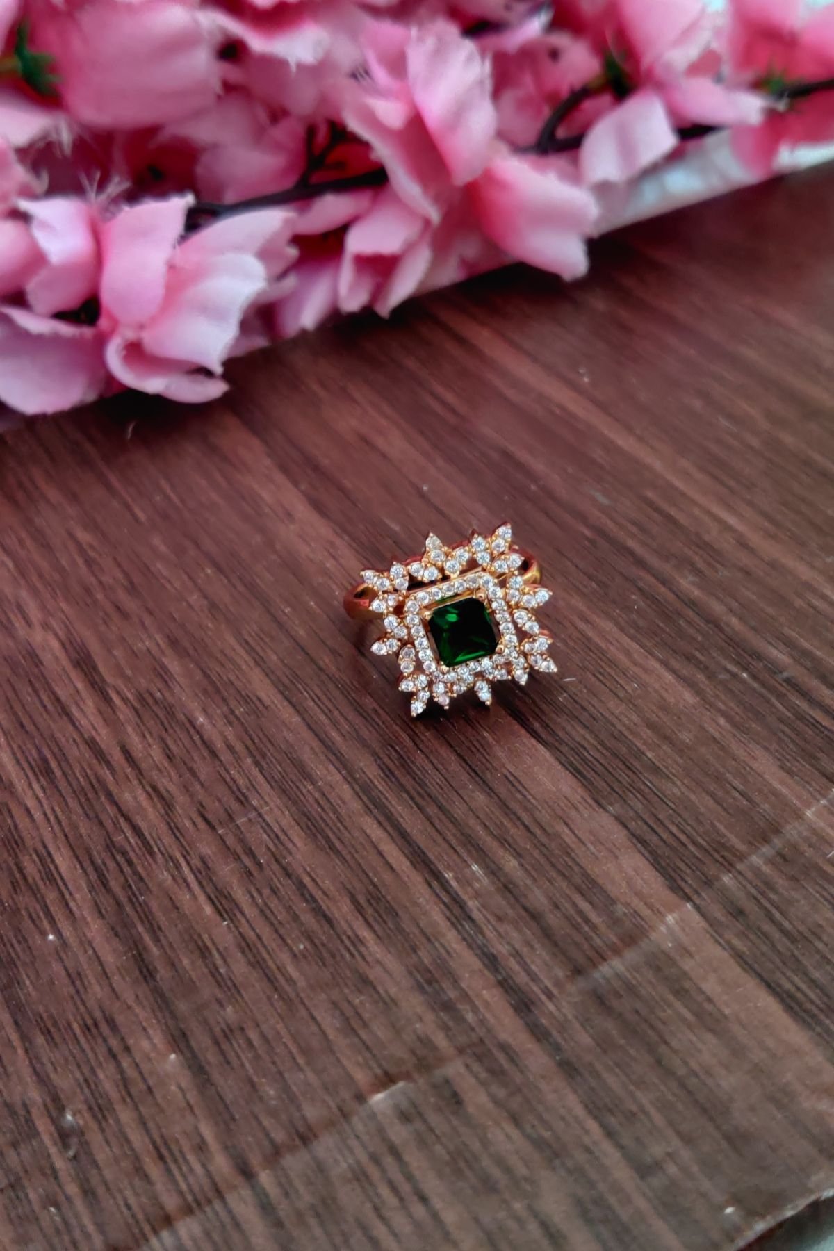 IMG_20250808_130824-2.jpg AD Square Shape Green Stone Finger Ring - Image 1