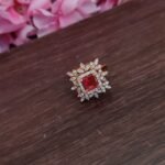 AD Square Shape Red Stone Finger Ring