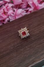 AD Square Shape Red Stone Finger Ring