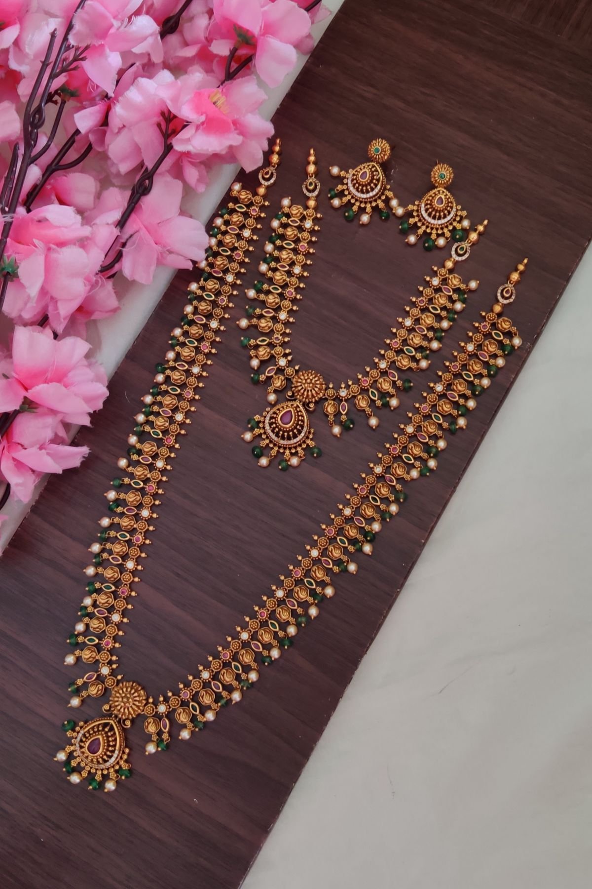 IMG_20250809_132013-1.jpg Green Beads Designer Long Necklace - Image 1