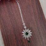 AD White and Green Stone Flower Designer Tikka