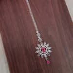 AD White and Pink Stone Flower Designer Tikka