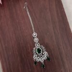 AD White And Green Stone Hanging Tikka