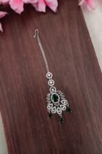 AD White And Green Stone Hanging Tikka