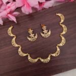 Premium White Stone Half Moon Designer Necklace