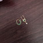 Gold Finish Pearl Hanging Green Nosepin