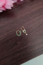 Gold Finish Pearl Hanging Green Nosepin
