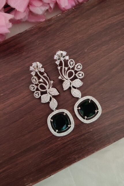 Dark Green Stone Earrings