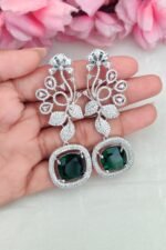 Dark Green Stone Earrings - Image 2