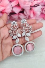 Beautiful Baby Pink Stone Earrings - Image 2