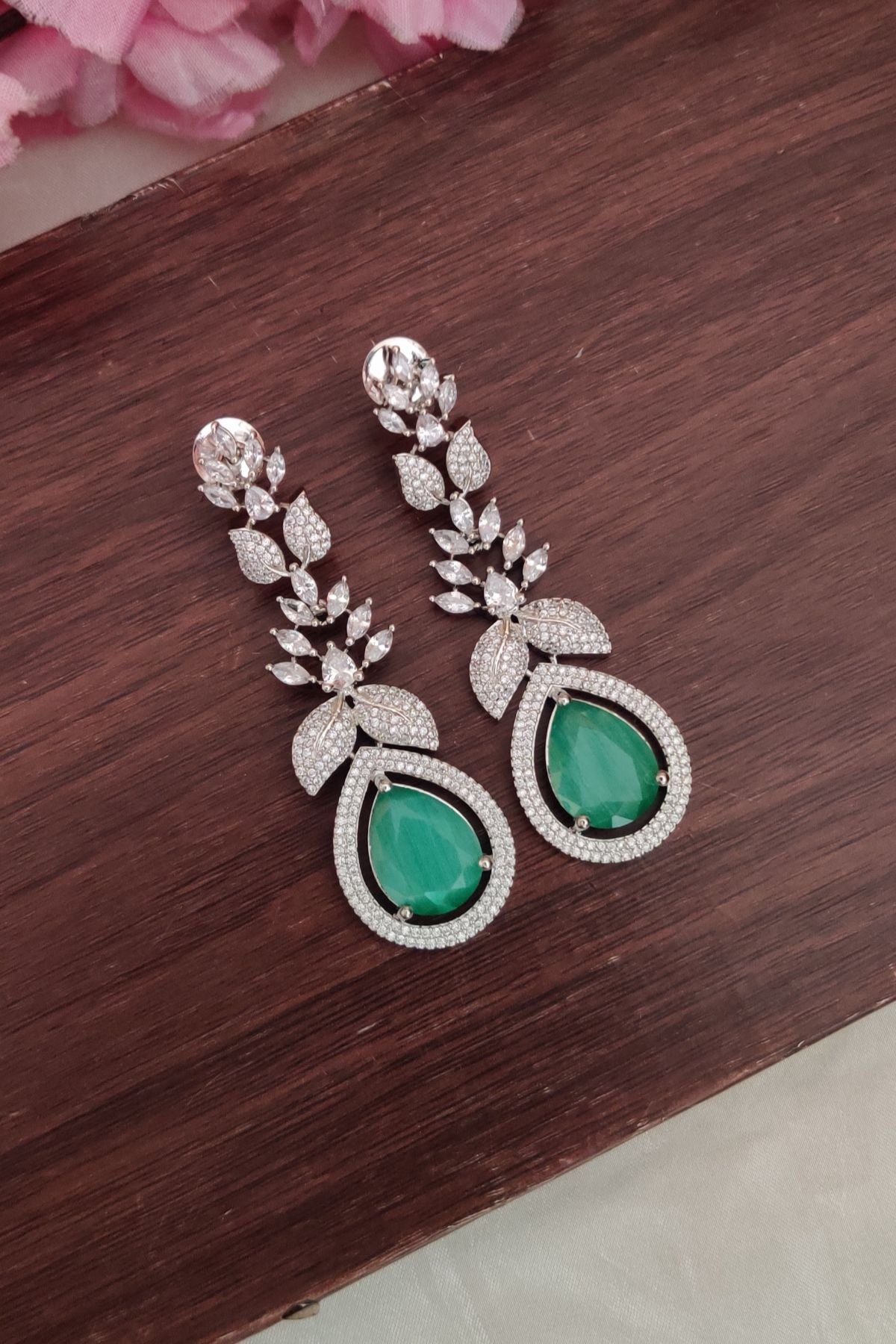 IMG_20250909_165027-1.jpg Beautiful Pista Green Stone Earrings - Image 1