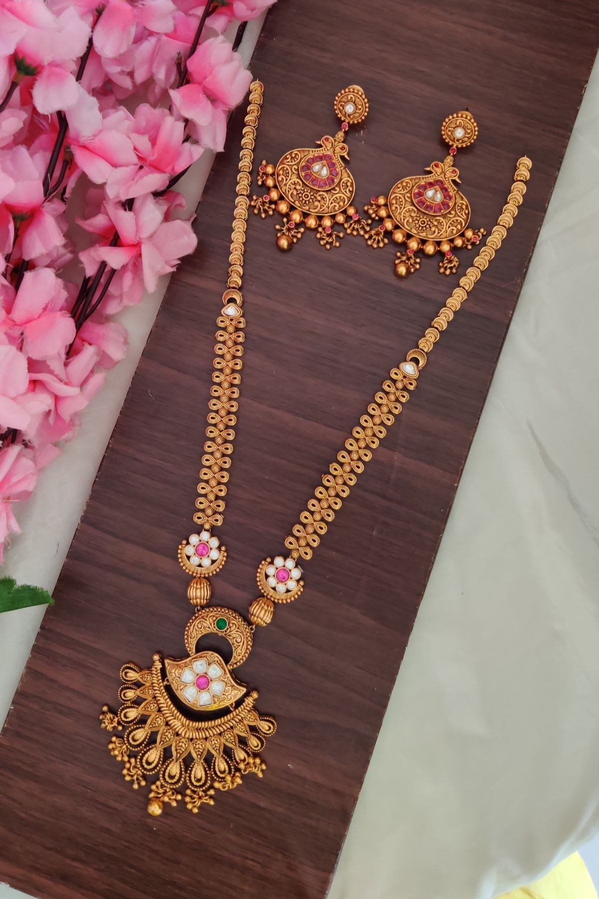 IMG_20250924_131638-1.jpg Beautiful Stone Designer Long Necklace Set - Image 1