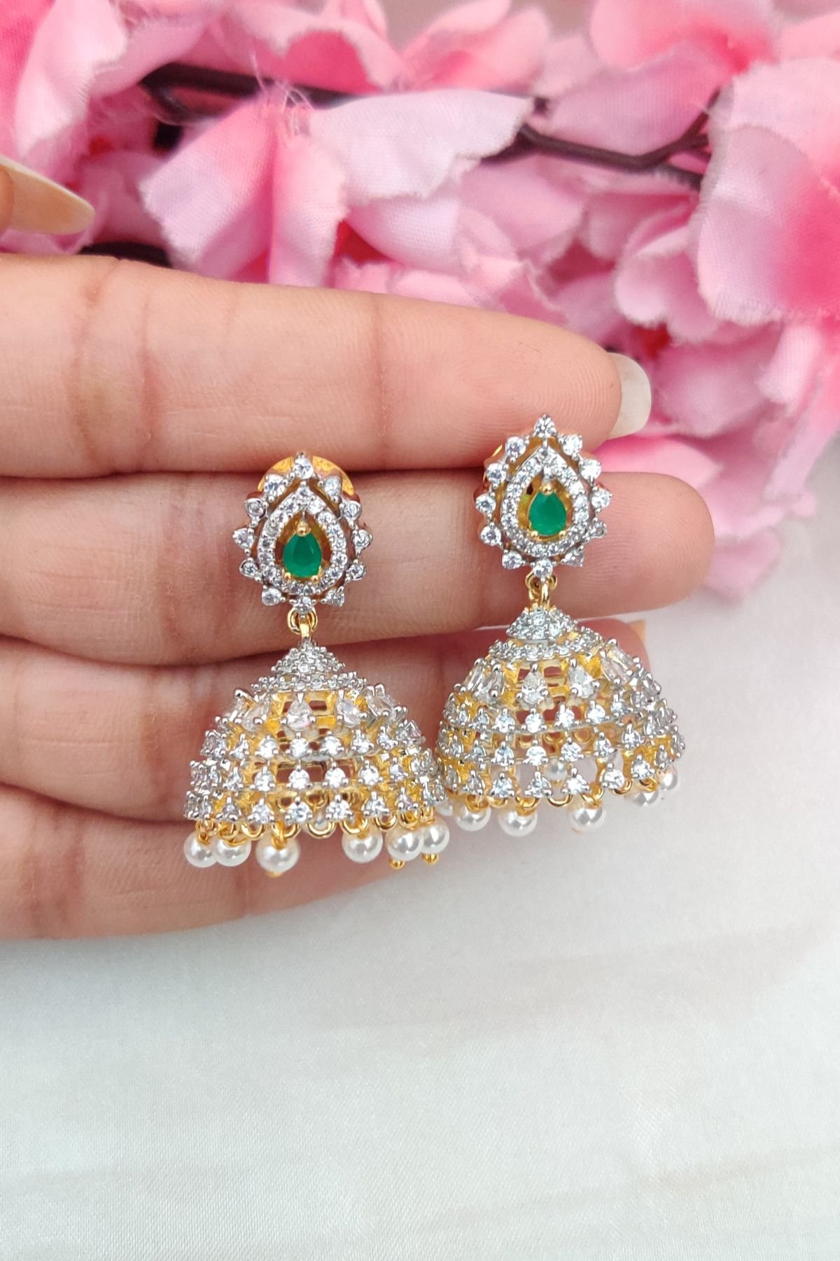 IMG_20251112_125928-1.jpg AD Green Stone Jhumka - Image 1