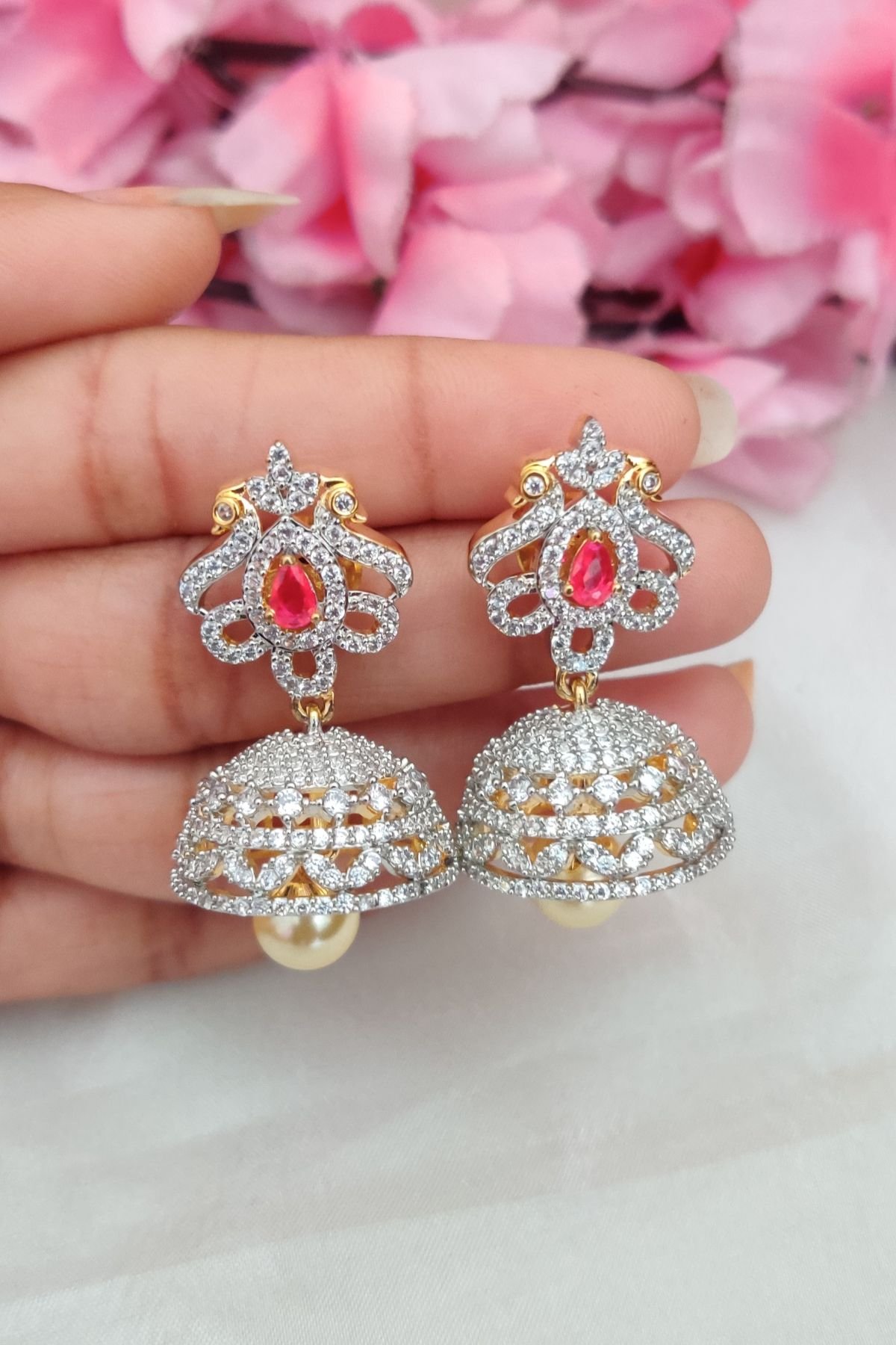 IMG_20251112_131315-1.jpg AD Ruby Designer Jhumka - Image 1