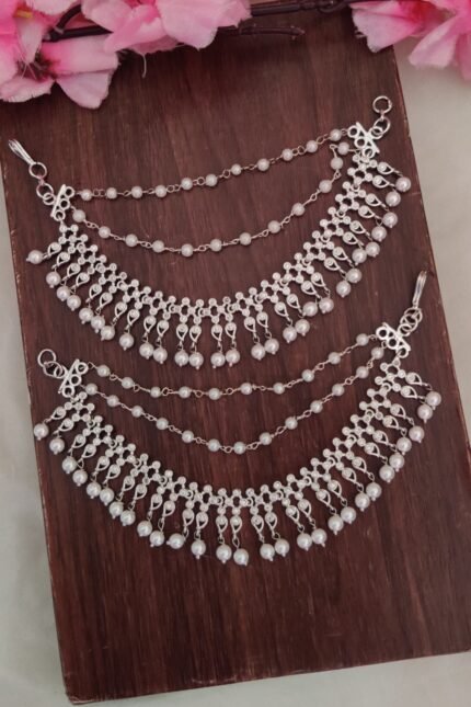 Full White Stone Designer Ear Chain
