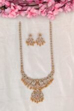 Stone Lakshmi Designer Long Necklace Set - Image 2