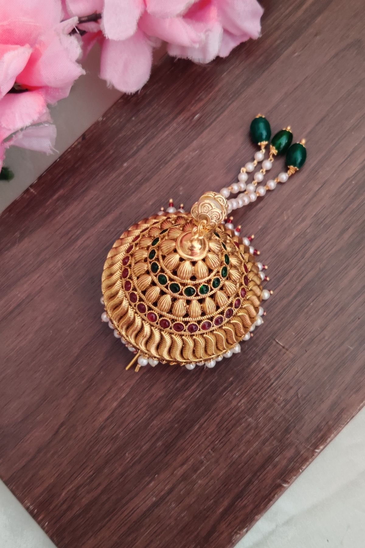 IMG_20251216_133433-1.jpg Premium Pearl Hanging Designer Andal Kondai - Image 1