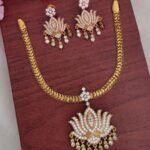 Trendy Lotus White Stone Necklace