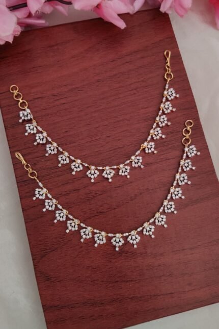 Full White Stone Designer Ear Chain