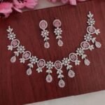 AD Baby Pink Flower Designer Necklace
