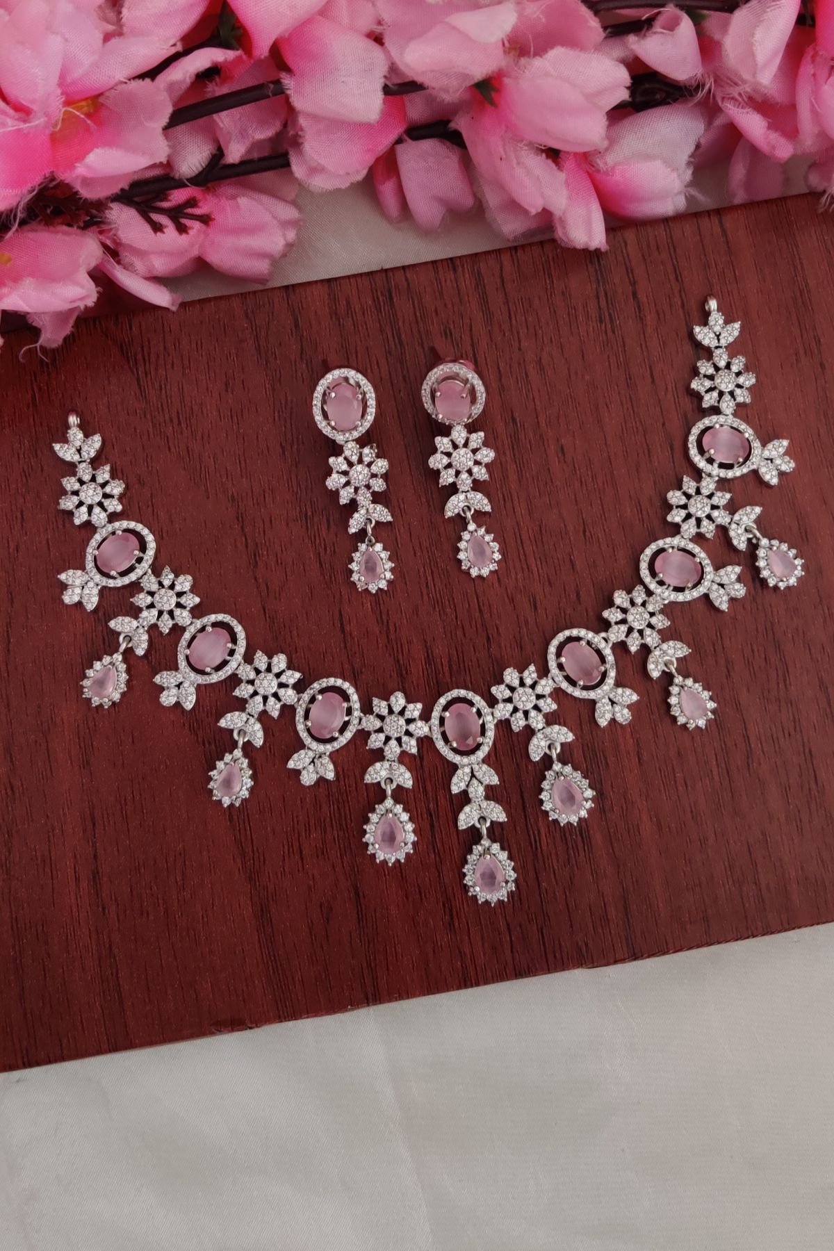 IMG_20260310_124812.jpg-1.jpeg AD Baby Pink Flower Designer Necklace - Image 1