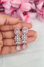 AD Baby Pink Flower Designer Necklace - Image 3