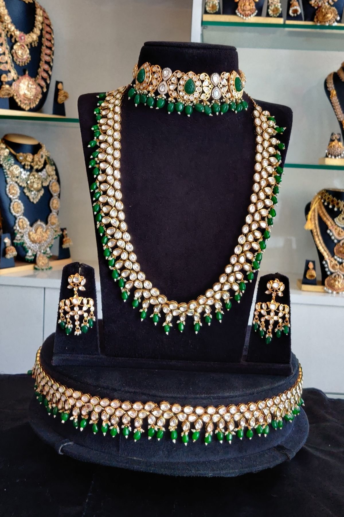 IMG_20260311_125537.jpg-1.jpeg Green Beads Kundan Bridal Set - Image 1