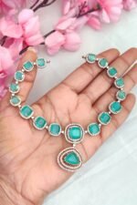 AD Pista Green Stone Designer Necklace - Image 2
