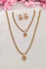 Green Stone Kemp Designer Long Necklace Set - Image 2